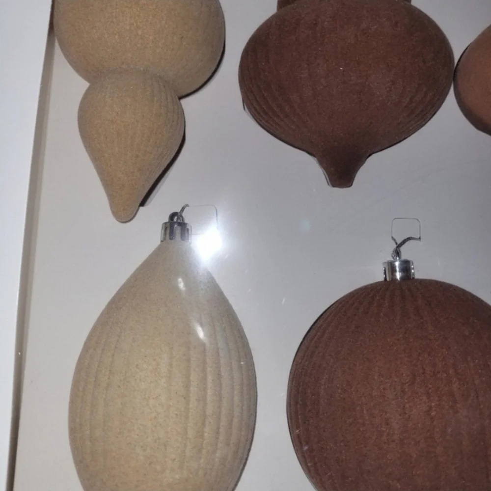 Target Wondershop Textured Ornament Set - Brown and Cream